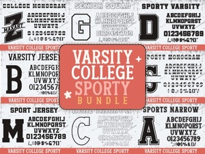 Varsity College Sporty Bundle Font | Bold Display Typeface for Sports Designs